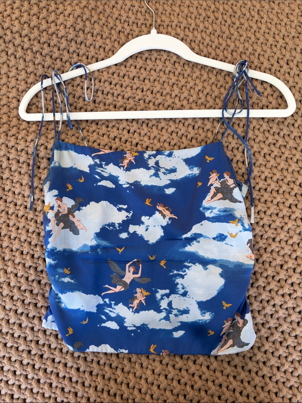 Reformation Blue Cloud & Cherub Print Tank Top